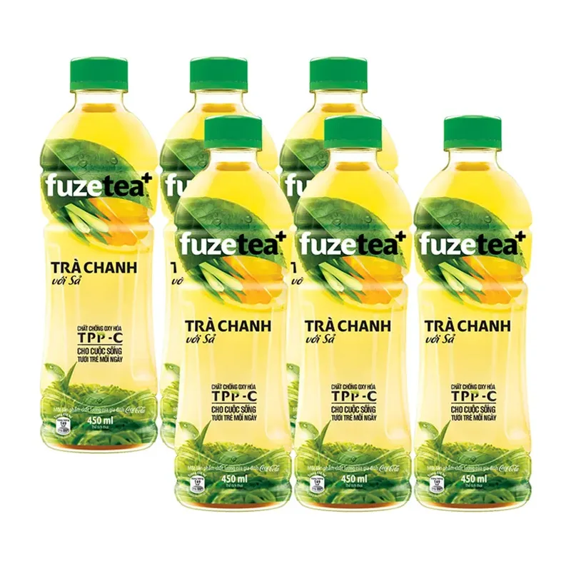 Lốc 6 chai trà chanh với sả Fuzetea + 450ml